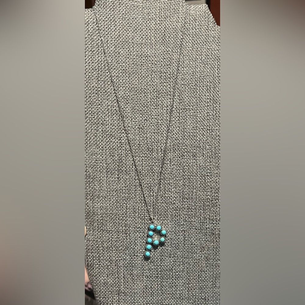 Turquoise Beaded Initial Necklace